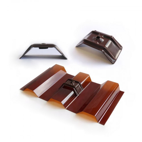 Скоба для поликарбоната Novattro МП/С-21 Коричневая металлическая, 1шт.