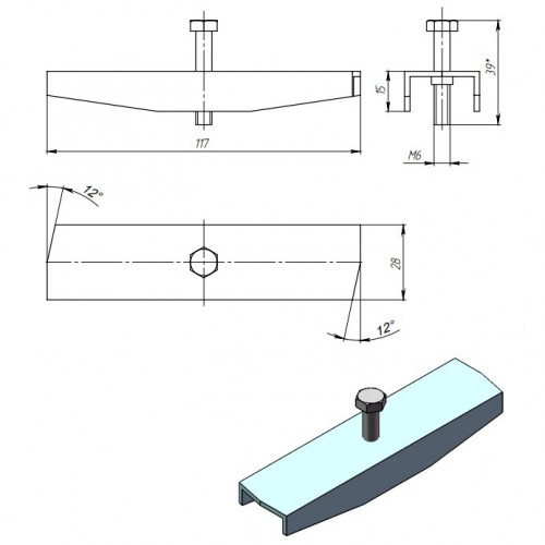 Крепеж для чугунной и стальной решетки к лотку 6080 Standartpark