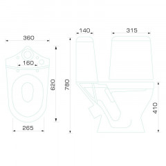 Унитаз компакт Home de luxe W101 620х360х780мм, косой выпуск, Gesso