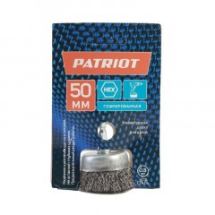 Щетка-крацовка чашечная 50мм, гофрированная проволока, для дрели Patriot 813010022