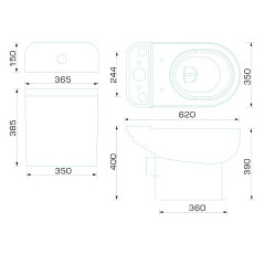 Унитаз компакт Home de luxe W103 620х365х785мм, прямой выпуск, Gesso