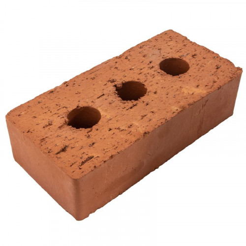 Кирпич керамический одинарный полнотелый рядовой Красный с техническими пустотами М 150-200 Ревда