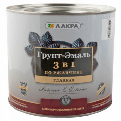 Грунт-эмаль по ржавчине 3 в 1 алкидная серая глянцевая Лакра 1,7кг