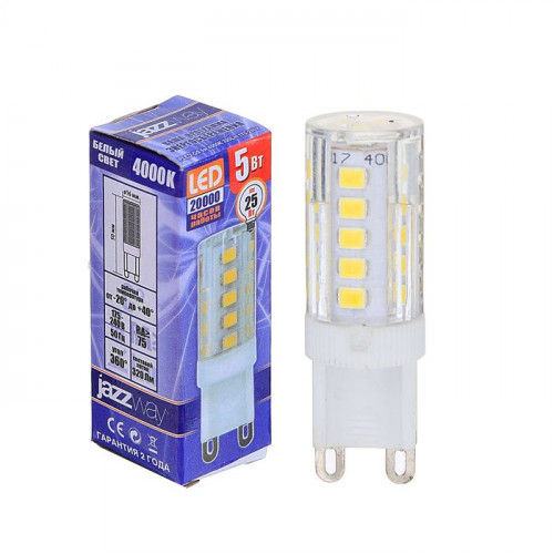 Лампа светодиодная PLED-G9 капсульная 5Вт 230В 4000К белый, JazzWay 1032133В