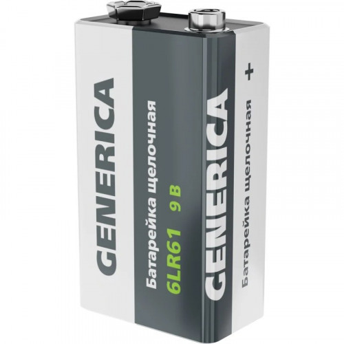 Батарейка крона Алкалиновая 9V, 6LR61 GENERICA ABT-6LR619V-ST-L02-G