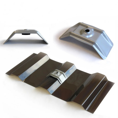 Скоба для поликарбоната Novattro МП/С-21 Серая металлическая, 1шт.