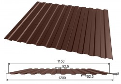 Профлист С-8 8017 коричневый шоколад 0,45х1200х1500