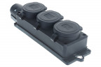 Колодка удлинителя трехместная UNIVersal 1323, 1 фазная, черная с заглушками и заземлением