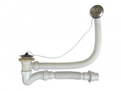 Сифон для ванны с выпуском и переливом с гибкой трубой 1 1/2х40 40х40/50 Санпласт