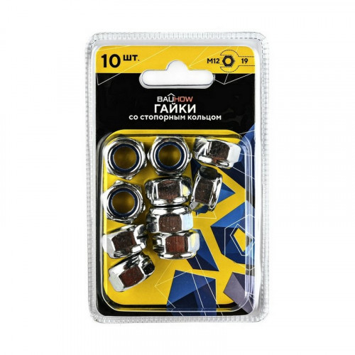 Гайка самоконтрящаяся М12 DIN985, оцинкованная, Bauhow 10шт