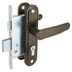 Замок врезной ЗВ4-3.03 с ручкой, с защелкой, цвет бронза ЗЕНИТ