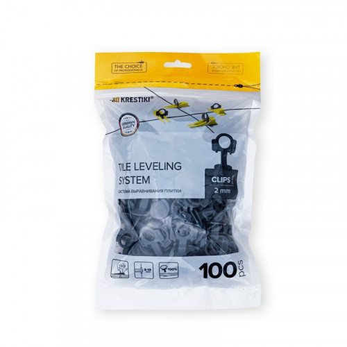 Зажим система выравнивания плитки 2мм 3D серый Krestiki Strong 100шт.