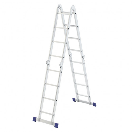 Лестница алюминиевая трансформер 4-х секционная, 4 ступени 117/222/457 см РемоКолор 63-4-004