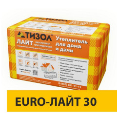 Теплоизоляция Евро Лайт 30кг/м3 (100*600*1000) 6шт. 3,6м2 (0,36м3), Тизол