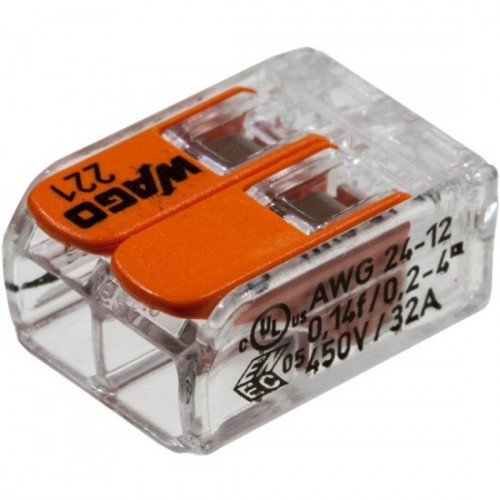 Клемма 2х(0,14-4кв.мм) компактная WAGO 221-412