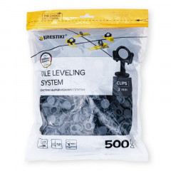 Зажим система выравнивания плитки 2мм 3D серый Krestiki Strong 500шт.