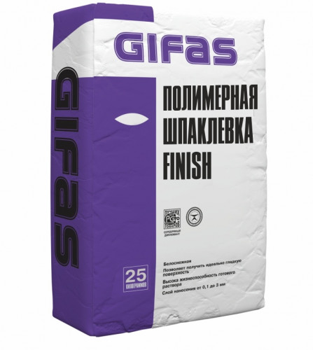 Шпаклевка полимерная Gifas Finish белоснежная, 25кг
