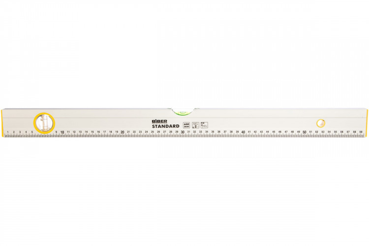 Уровень Бибер Стандарт алюминиевый коробчатый 2 глазка с линейкой, 60см (40322)