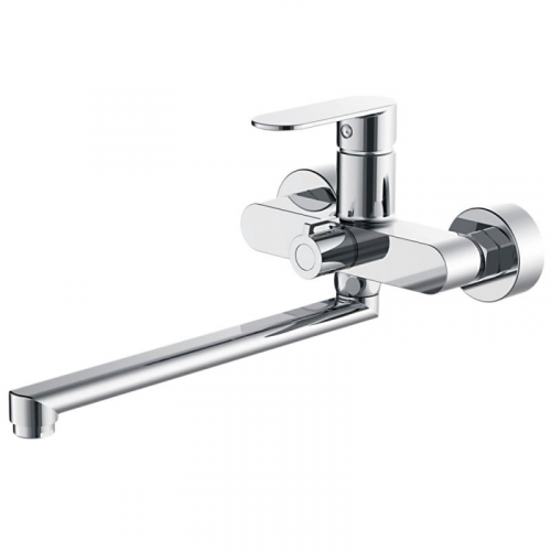 Смеситель для ванны одноручный длинный излив латунь хром Haiba HB22590