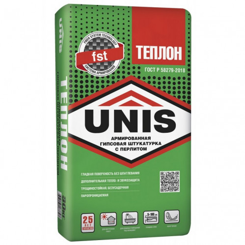 Штукатурка гипсовая Unis Теплон с перлитом армированная, 30кг