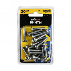 Винт с полукруглой головкой М6х30 DIN7985, оцинкованный 20шт. Bauhow