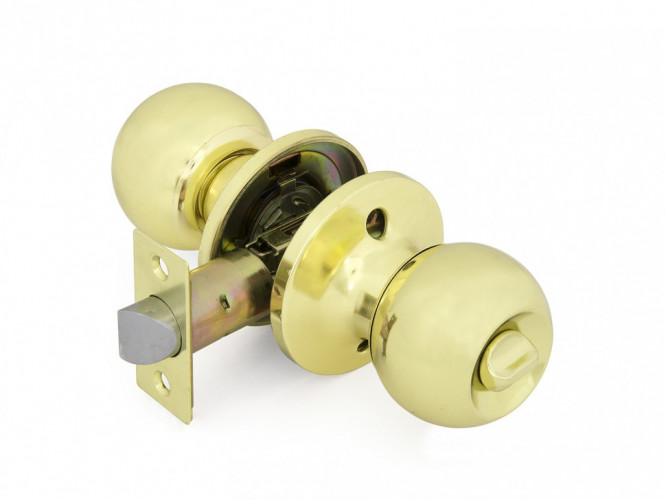 Ручка-защелка Шарик с фиксатором 6072 РВ ВК Латунь Фабрика замков