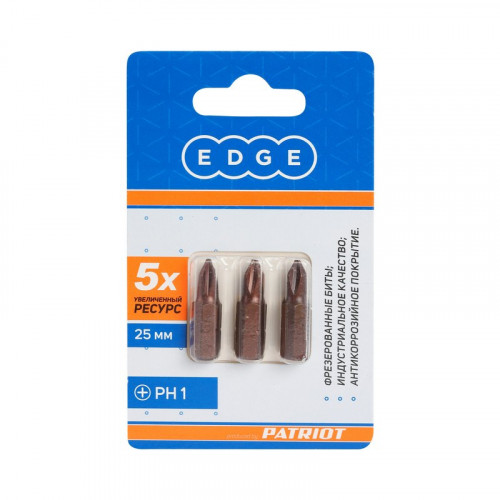 Насадка-бита PH 1х25мм, сталь S2, Patriot 818010008, 3шт