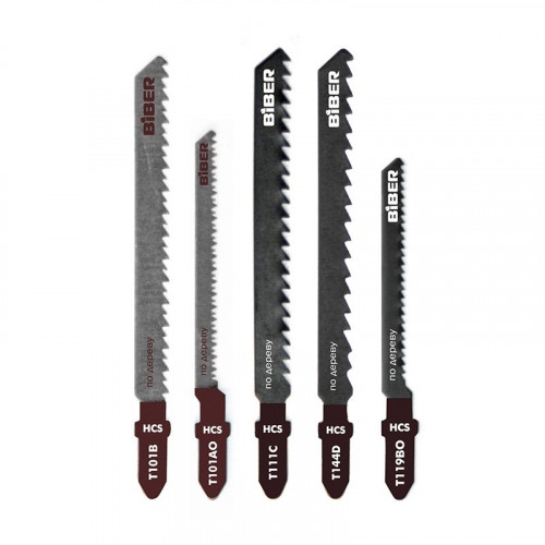 Набор пилок для лобзика, по дереву 5шт, Бибер 85288