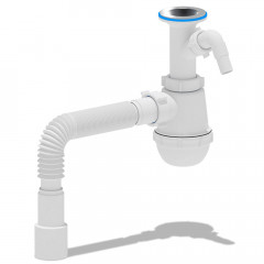Сифон с гибкой трубой и отводом д/стиральной машины А2015 40*40*50мм Ани Грот