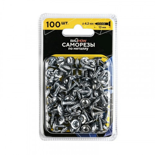 Саморез прессшайба цинк 4,2х13 острый, Bauhow 100шт