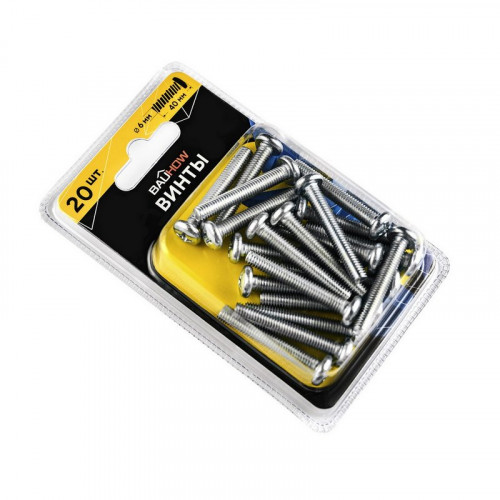 Винт с полукруглой головкой М6х40 DIN7985, оцинкованный 20шт. Bauhow