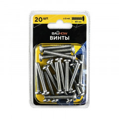 Винт с полукруглой головкой М6х40 DIN7985, оцинкованный 20шт. Bauhow