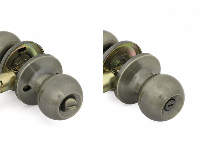 Ручка-защелка Шарик с фиксатором 6072 ВК АВ Античная бронза Фабрика замков