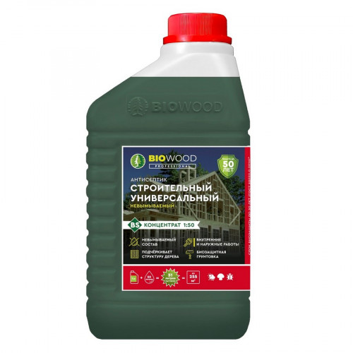 Антисептик невымываемый универсальный концентрат 1:50 Biowood 1л