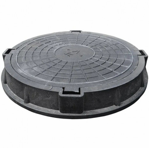 Люк садовый песчано-полимерный, 3т черный (корпус 760мм, крышка 630мм)