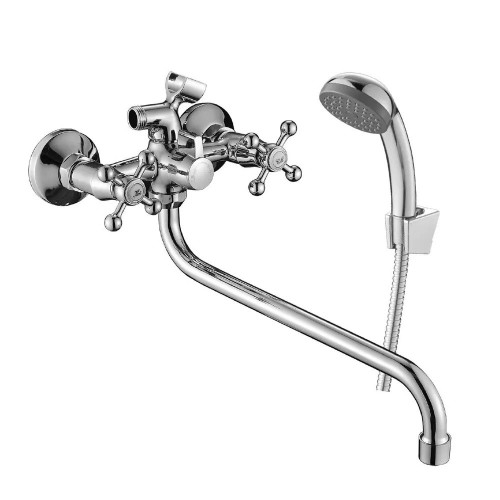 Смеситель для кухни двуручный поворотный излив хром, 300мм Decoroom DR54045