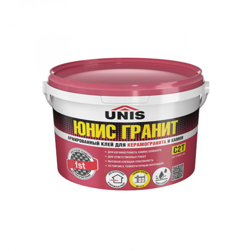 Клей для керамогранита и камня UNIS ГРАНИТ, класс С2 Т, 5 кг