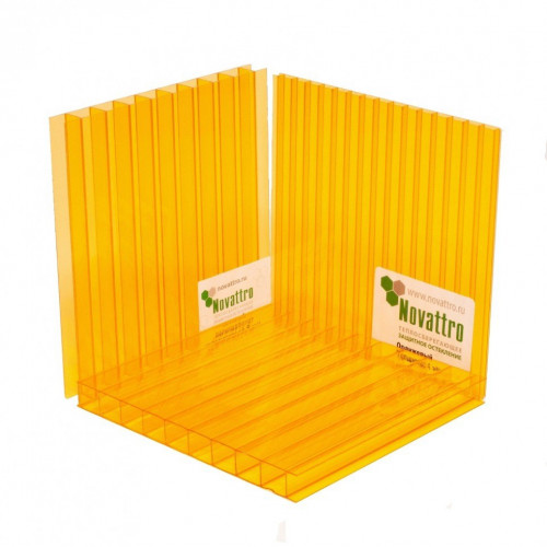 Сотовый поликарбонат 6мм Оранжевый 2,1х12м Новаттро 1,2кг/м2