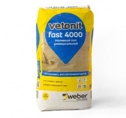 Наливной пол Vetonit (Ветонит) Fast 4000 быстротвердеющий, 20 кг (слой 3-80мм)