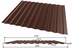 Профлист С-8 8017 коричневый шоколад 0,4х1200х2000