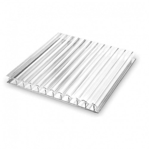 Сотовый поликарбонат 4мм Прозрачный 2,1х6м пленка с 1 стороны Мультигрин 0.52кг/м2