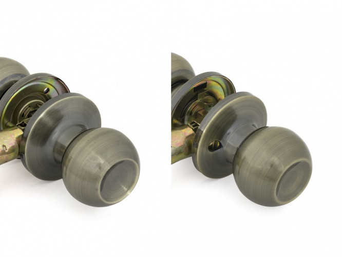 Ручка-защелка Шарик глухая 6072 PS АВ Античная бронза Фабрика замков