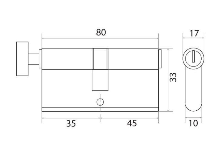 Цилиндровый механизм ЦМВ 80 (35/45)-3К СР хром