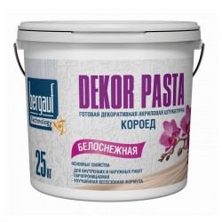 Штукатурка декоративная готовая Bergauf Dekor Pasta Короед 2мм, белая, 25кг