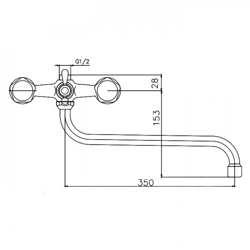 Смеситель для ванной одноручный, длинный излив, CRON CN2112
