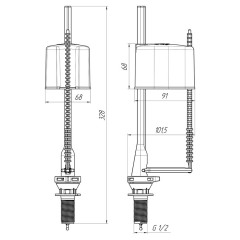 Арматура для бачка унитаза с нижней подводкой 1/2, пластиковый штуцер Эконом Ани WC5550