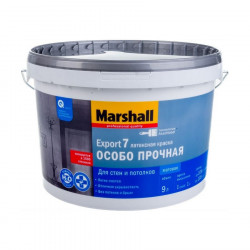 Краска латексная моющаяся особо прочная, белая База А, Export-7, Marshall Maestro, 9 л