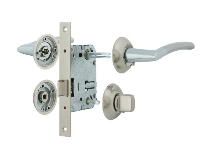 Набор дверной фурнитуры FZ 01-С 170 2Н BK SN Матовый никель