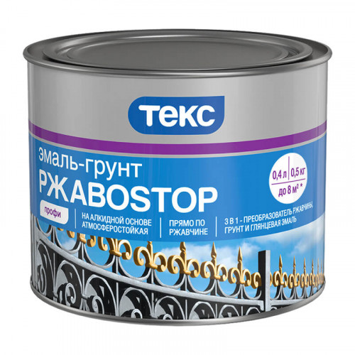 Эмаль-грунт Текс 3в1 РжавоSTOP Профи молотковый серебристый 0,5 кг