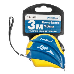Рулетка RemoSpace обрезиненный корпус 3м*16мм усиленная лента, автостоп 15-1-323